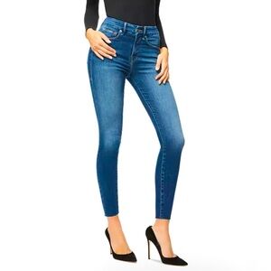 NWT GOOD AMERICAN Good Waist Raw Edge Skinny Jeans Blue331 00/24